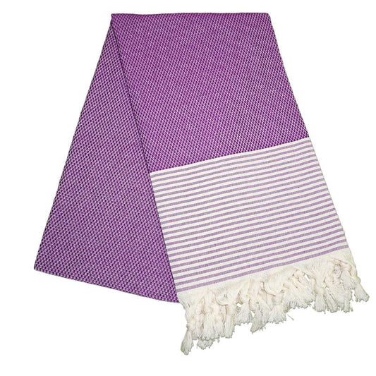 Petekli Cizgili Lavender Purple Turkish Towel