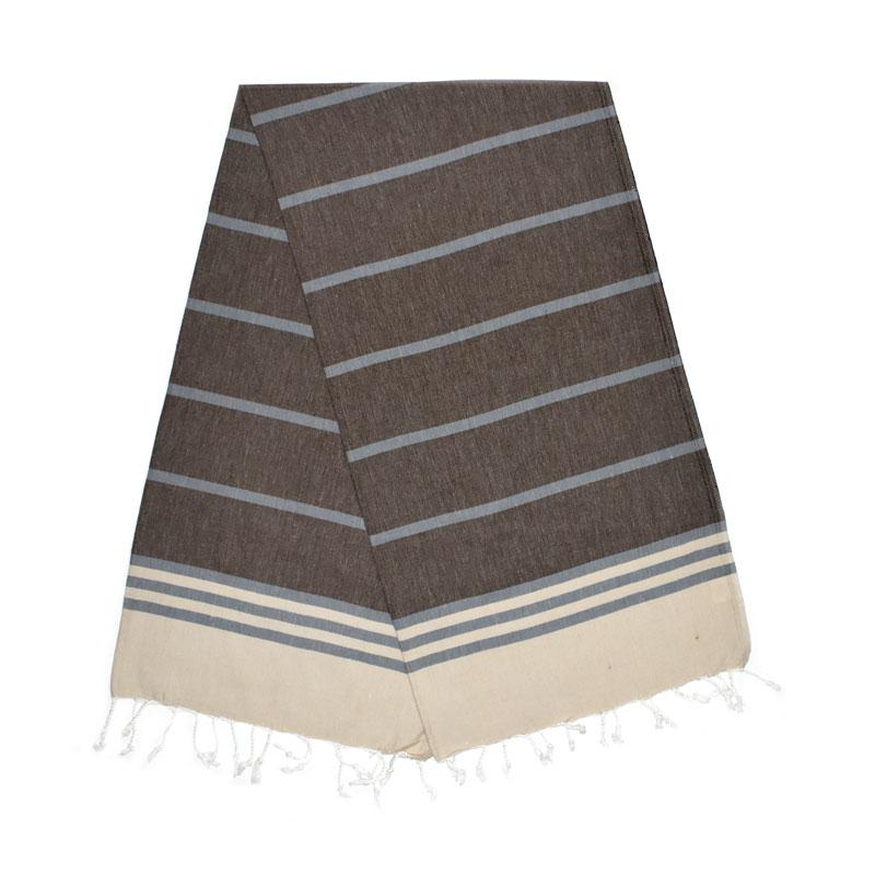 Kamil Almond Brown Stone Grey Carob Brown Turkish Towel